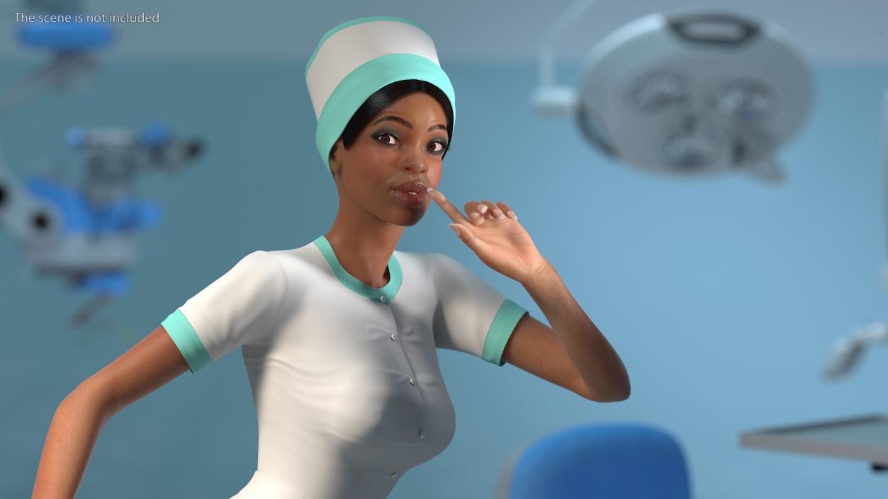 Light Skin Black Nurse Rigged 3D model