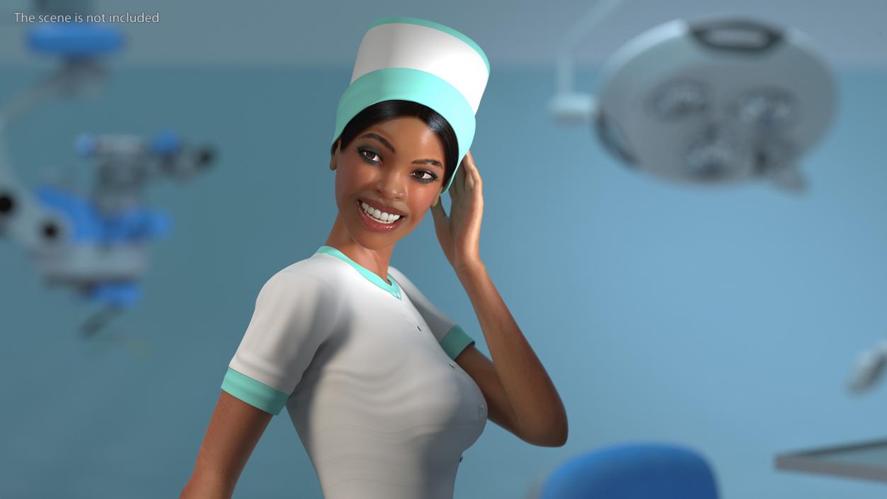 Light Skin Black Nurse Rigged 3D model