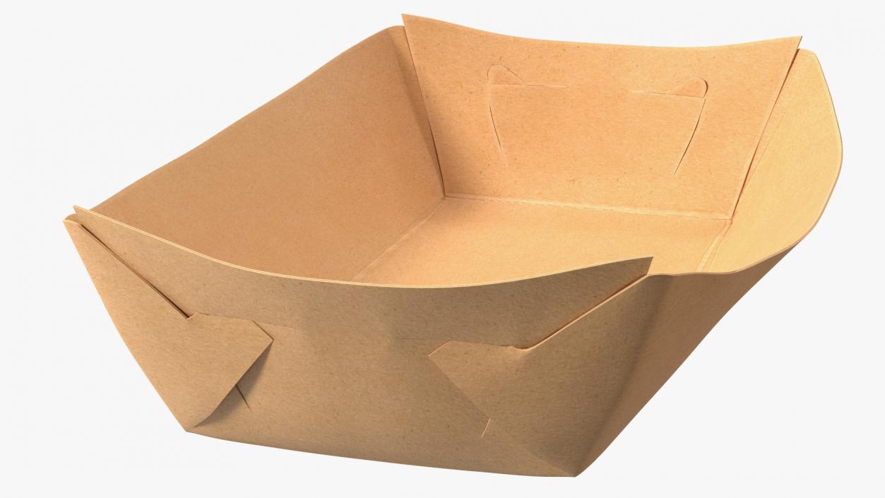 Brown Kraft Paper Food Trays Set 3D