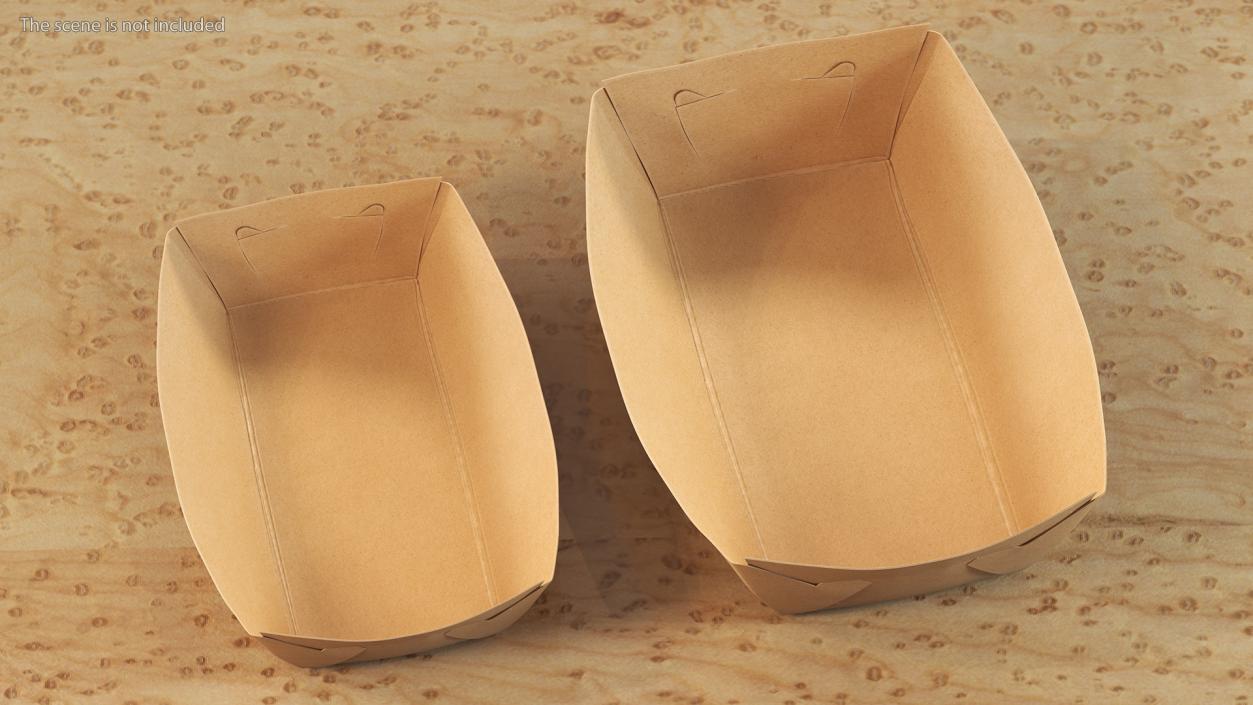 Brown Kraft Paper Food Trays Set 3D