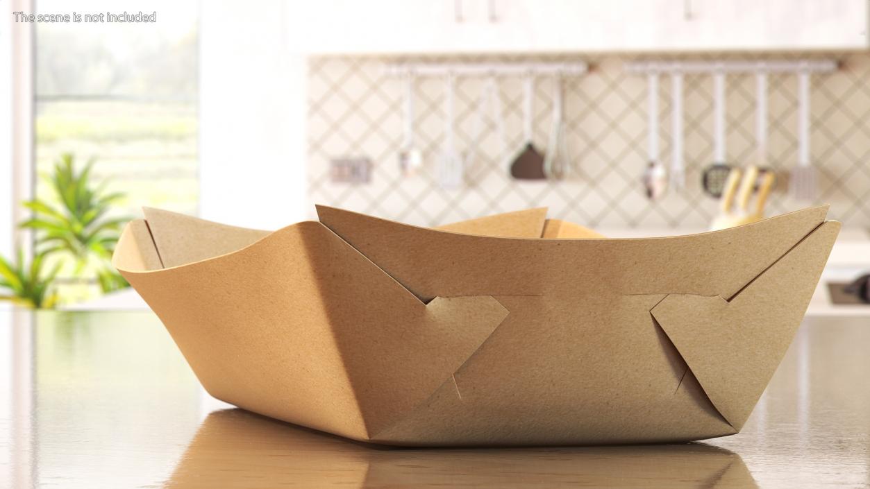 Brown Kraft Paper Food Trays Set 3D