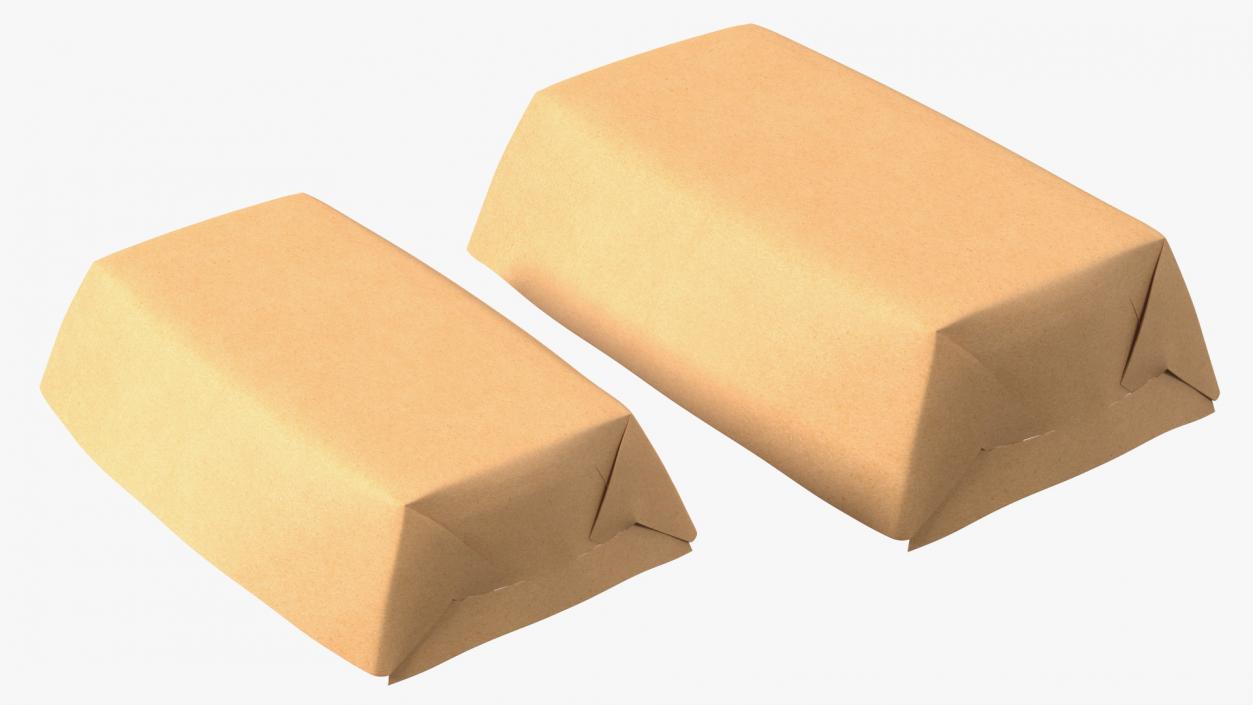 Brown Kraft Paper Food Trays Set 3D