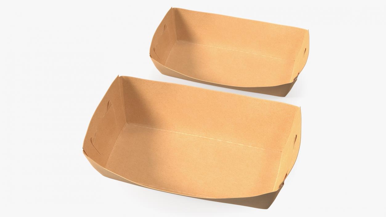 Brown Kraft Paper Food Trays Set 3D