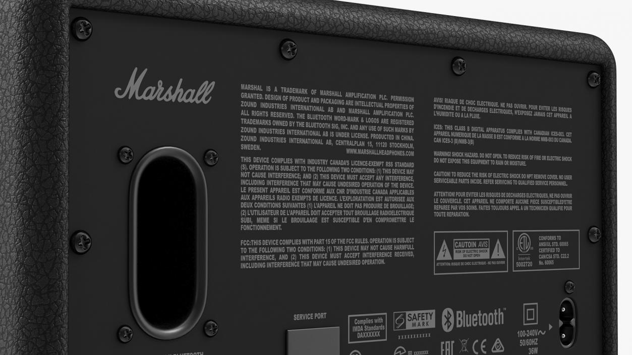 Marshall Acton II Wireless Wi-Fi Smart Speaker Black 3D