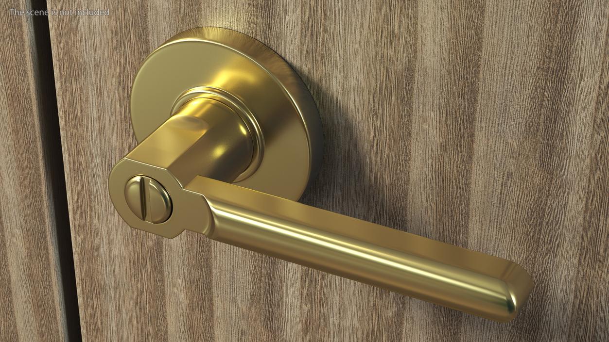 Passage Door Lock with Handle Gold 3D model