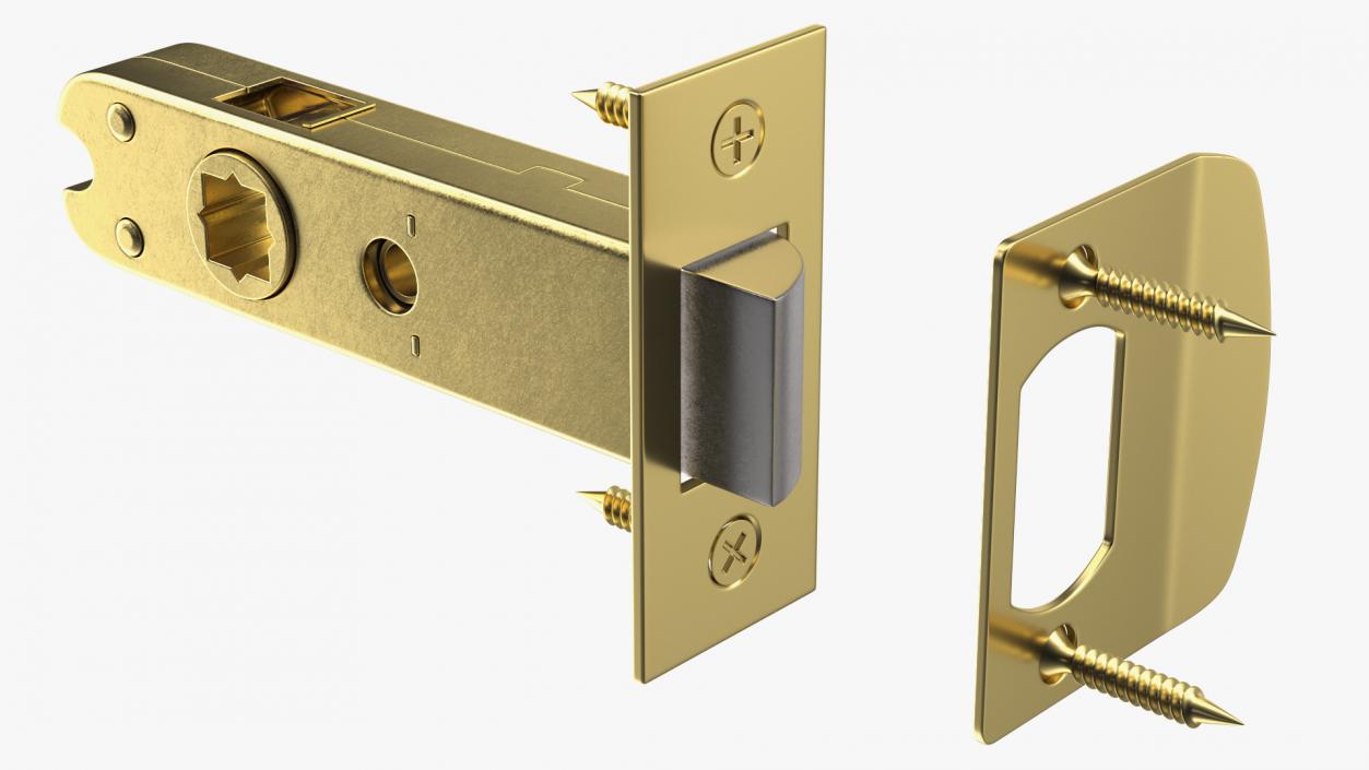 Passage Door Lock with Handle Gold 3D model