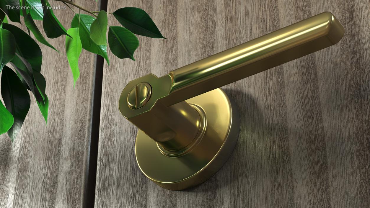 Passage Door Lock with Handle Gold 3D model