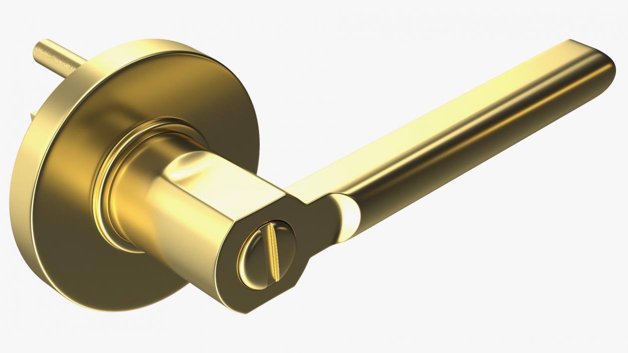 Passage Door Lock with Handle Gold 3D model