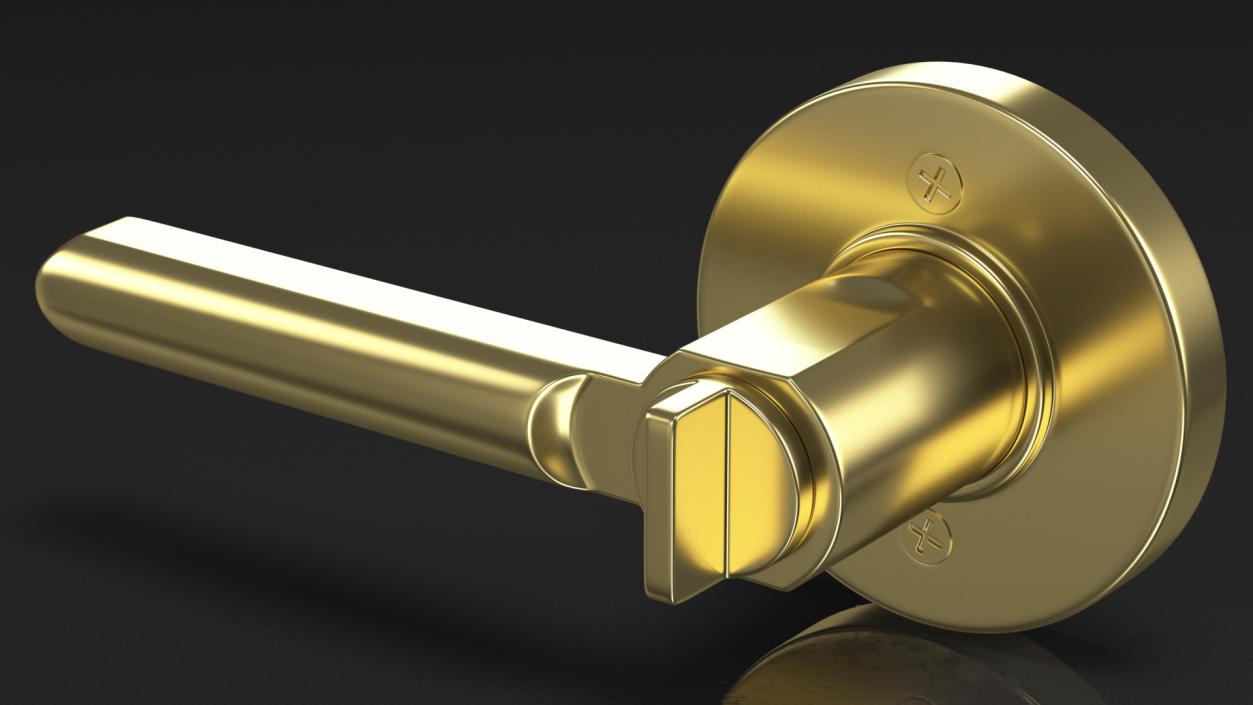 Passage Door Lock with Handle Gold 3D model