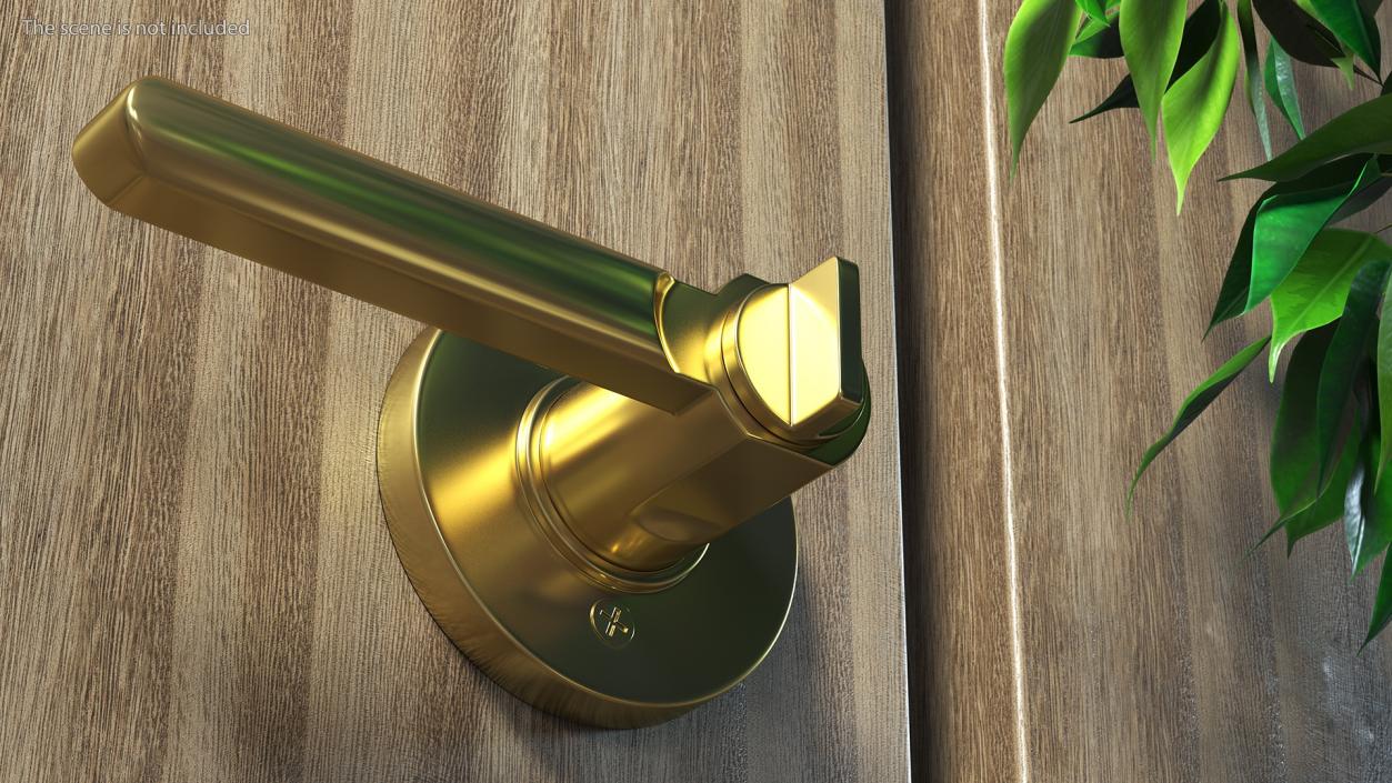 Passage Door Lock with Handle Gold 3D model