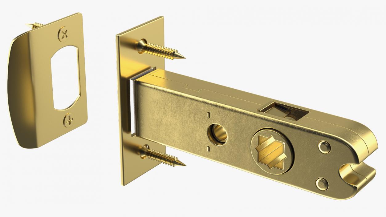 Passage Door Lock with Handle Gold 3D model