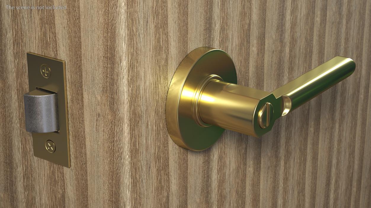 Passage Door Lock with Handle Gold 3D model