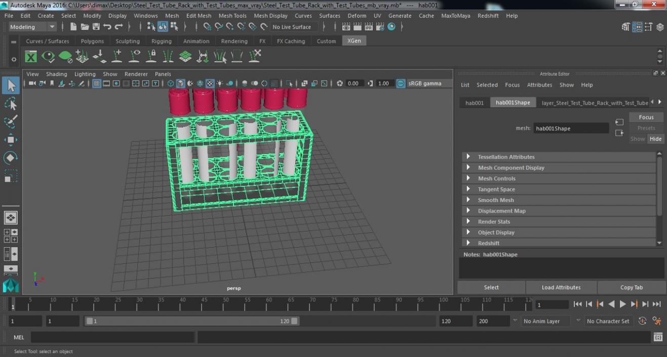 3D Steel Test Tube Rack with Test Tubes