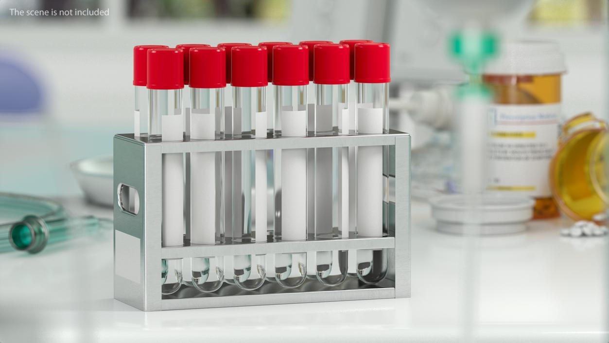 3D Steel Test Tube Rack with Test Tubes