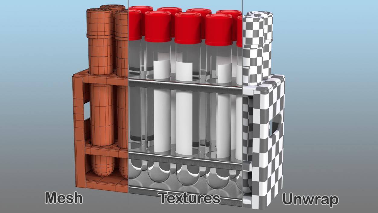 3D Steel Test Tube Rack with Test Tubes