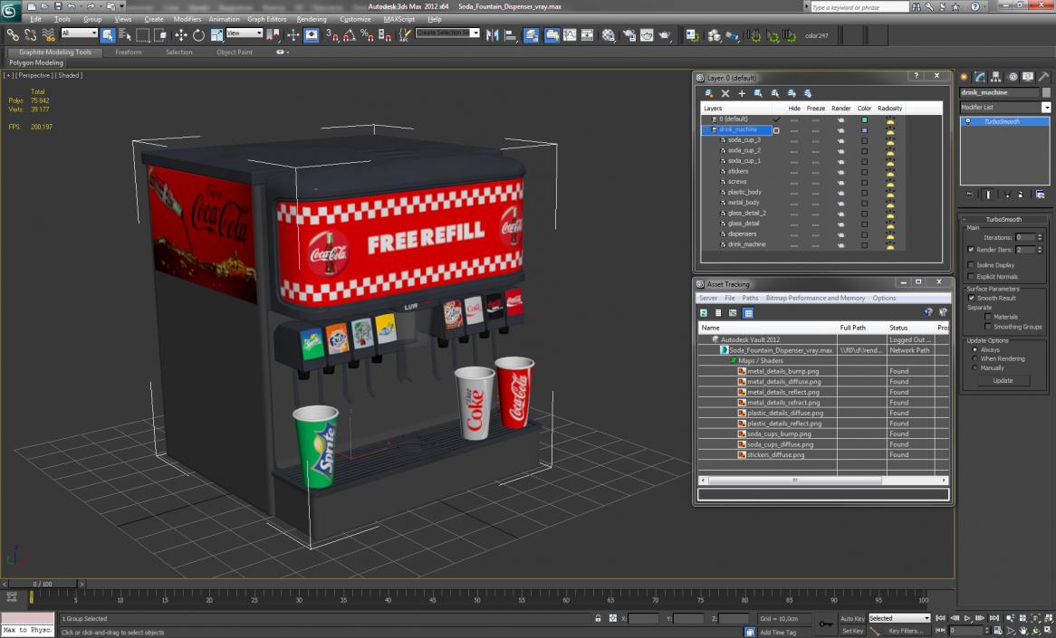 3D Soda Fountain Dispenser model