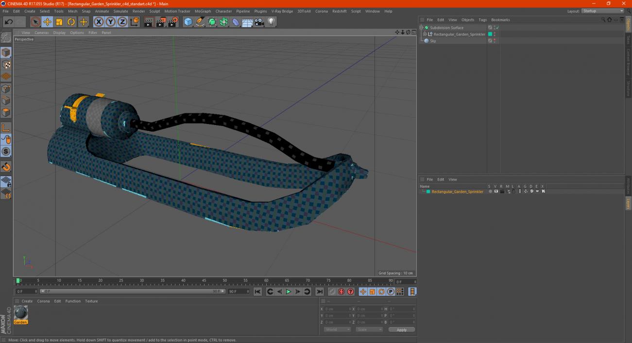 3D Rectangular Garden Sprinkler model