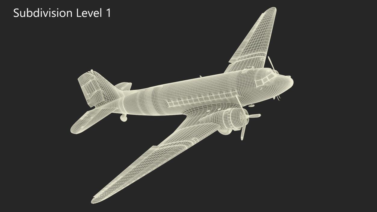 World War II C-47 Skytrain Aircraft Rigged 3D