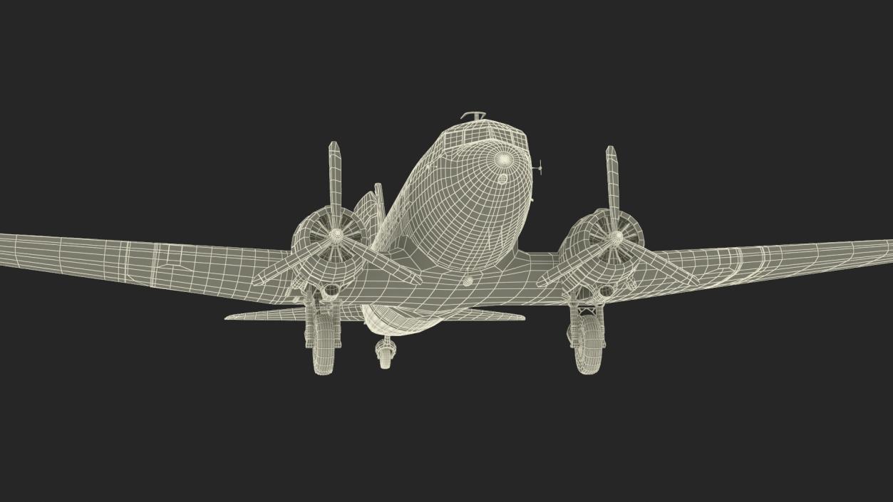 World War II C-47 Skytrain Aircraft Rigged 3D