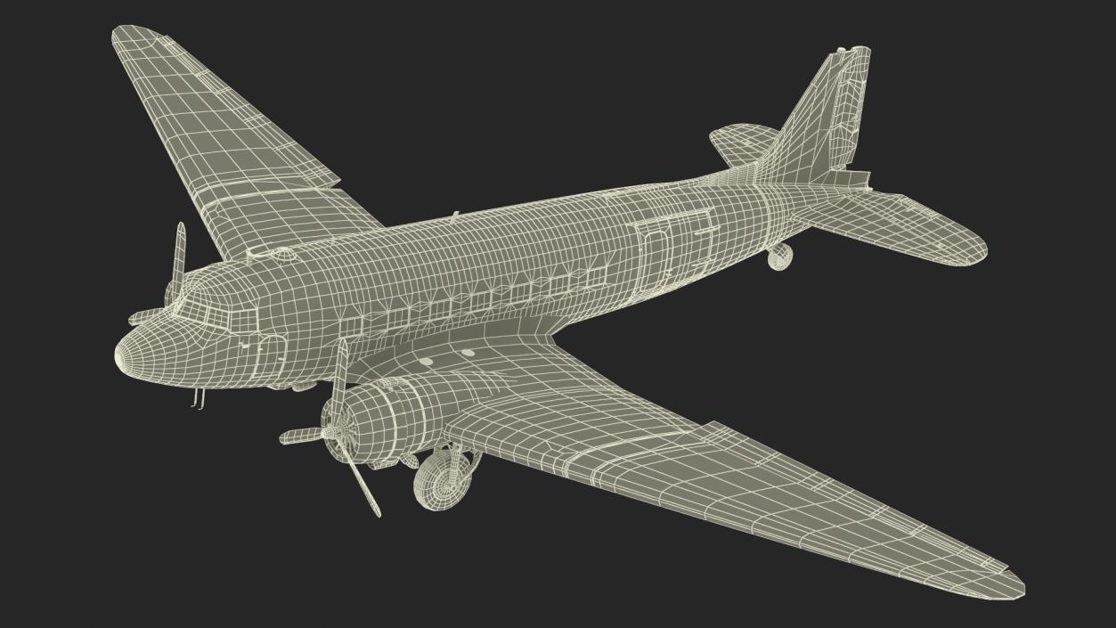 World War II C-47 Skytrain Aircraft Rigged 3D