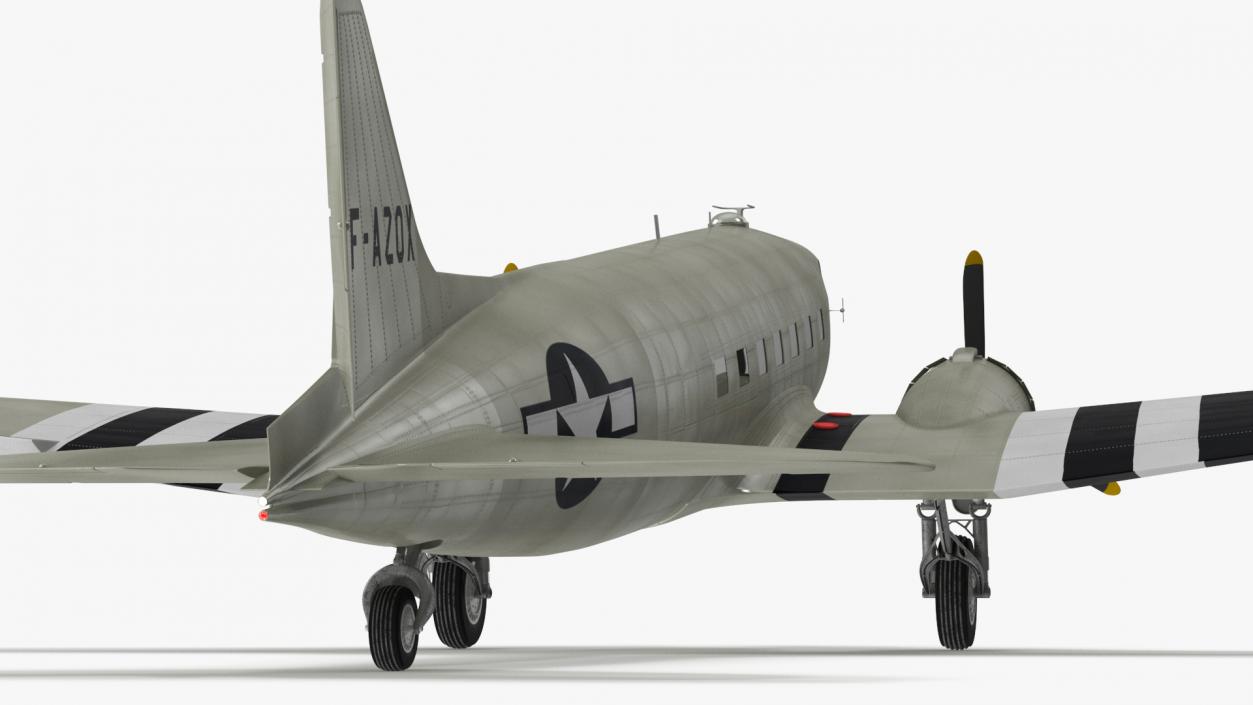 World War II C-47 Skytrain Aircraft Rigged 3D