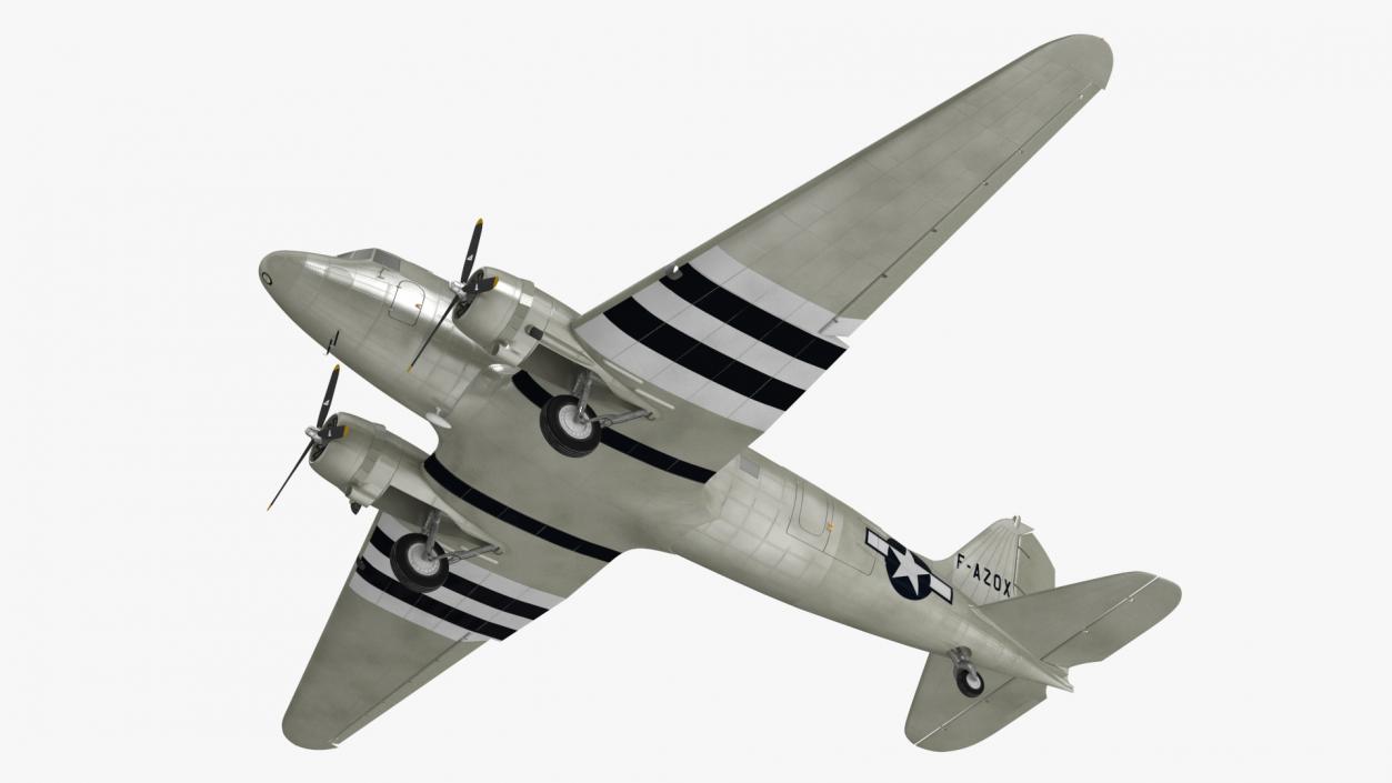 World War II C-47 Skytrain Aircraft Rigged 3D