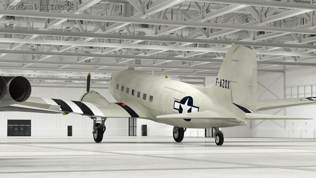 World War II C-47 Skytrain Aircraft Rigged 3D