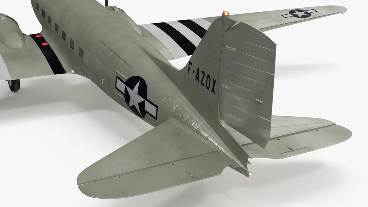 World War II C-47 Skytrain Aircraft Rigged 3D