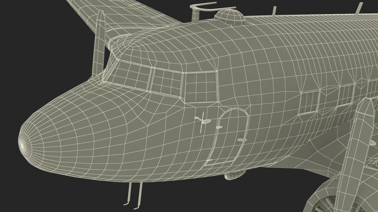 World War II C-47 Skytrain Aircraft Rigged 3D