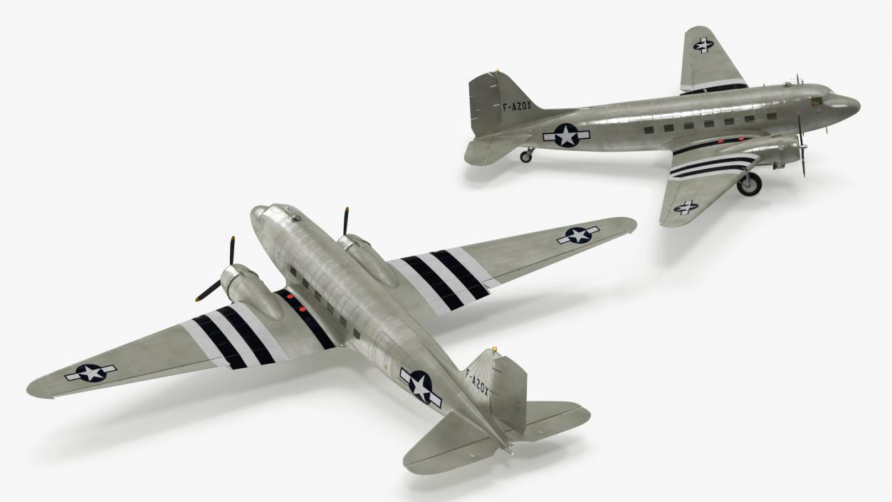 World War II C-47 Skytrain Aircraft Rigged 3D