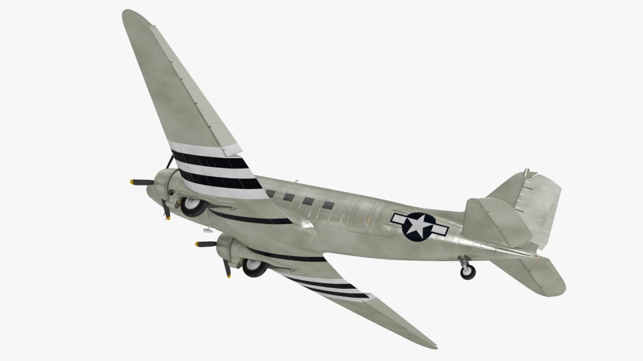 World War II C-47 Skytrain Aircraft Rigged 3D