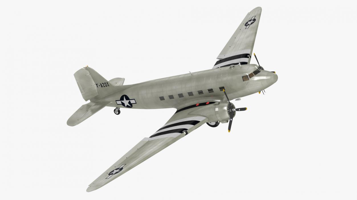 World War II C-47 Skytrain Aircraft Rigged 3D