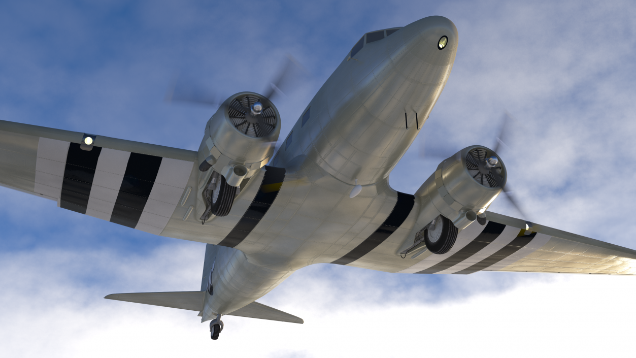 World War II C-47 Skytrain Aircraft Rigged 3D