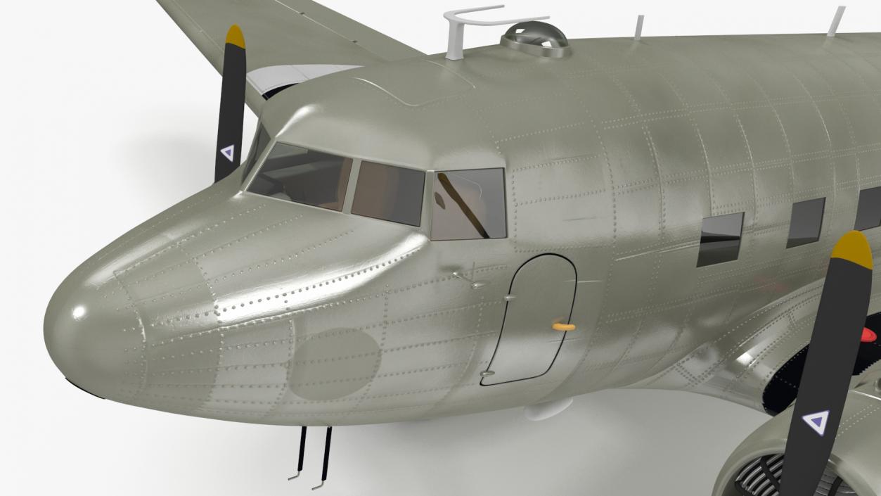 World War II C-47 Skytrain Aircraft Rigged 3D