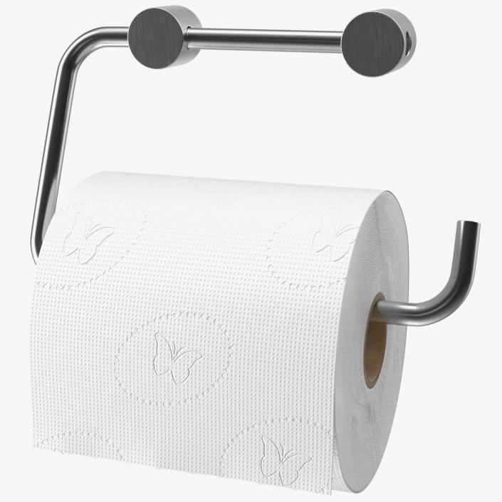 Toilet Roll Holder With Paper 3D model