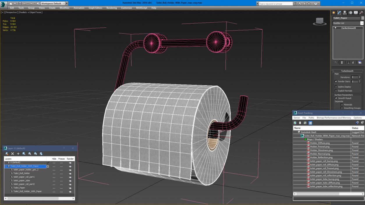 Toilet Roll Holder With Paper 3D model