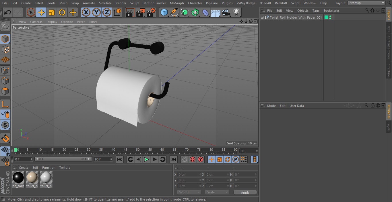 Toilet Roll Holder With Paper 3D model