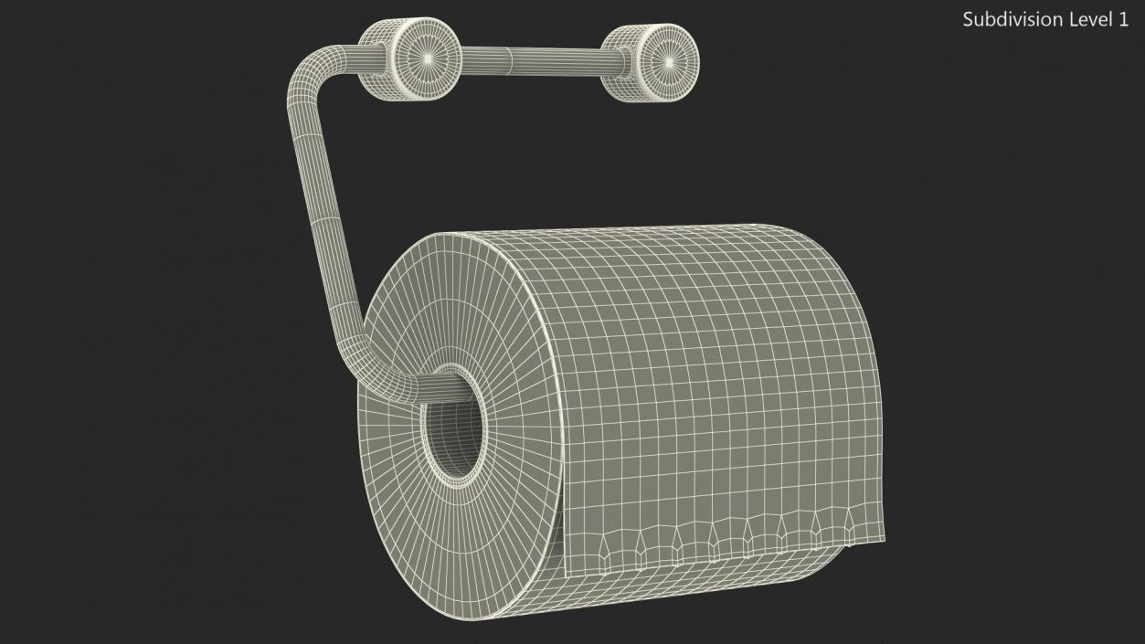 Toilet Roll Holder With Paper 3D model