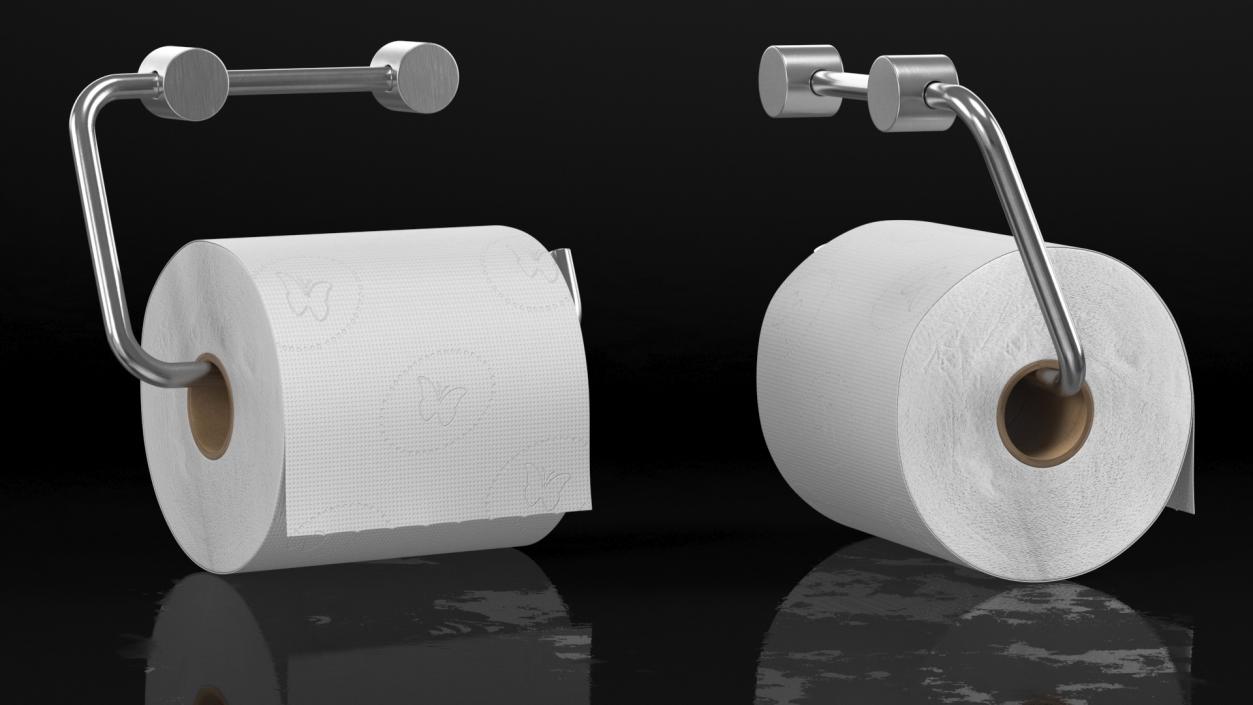 Toilet Roll Holder With Paper 3D model