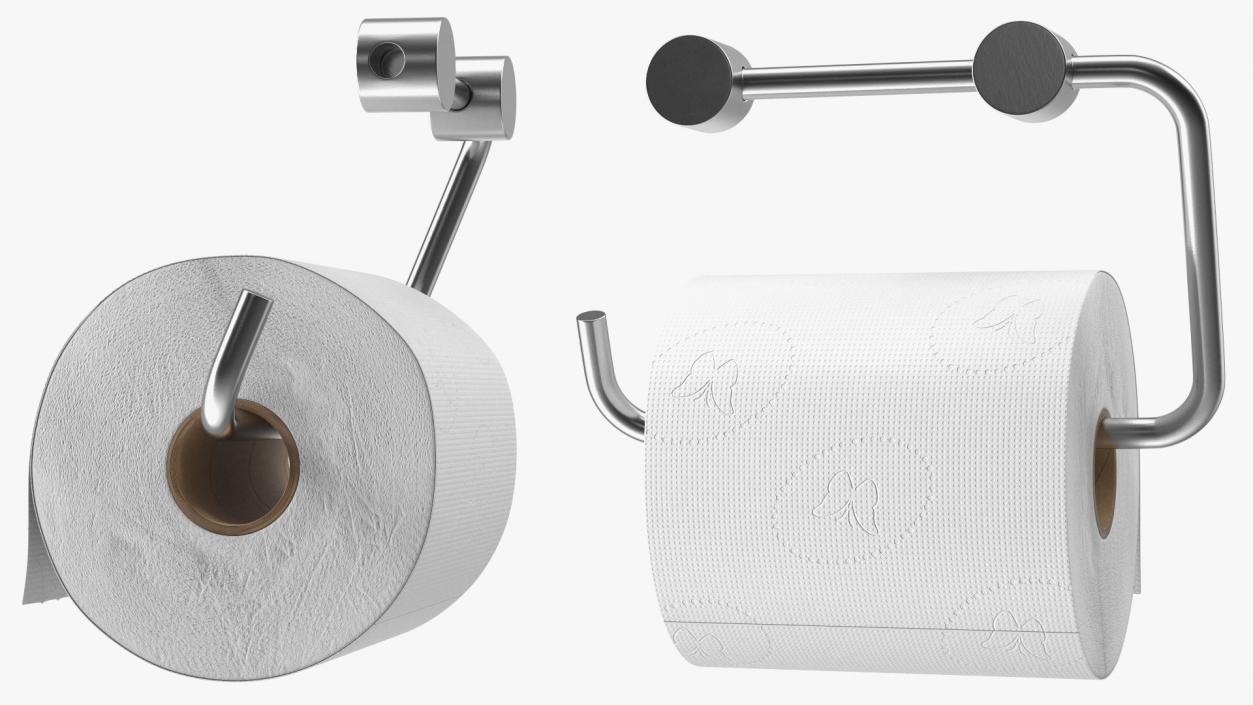 Toilet Roll Holder With Paper 3D model