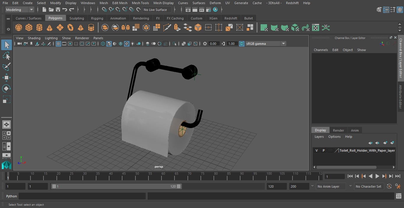 Toilet Roll Holder With Paper 3D model