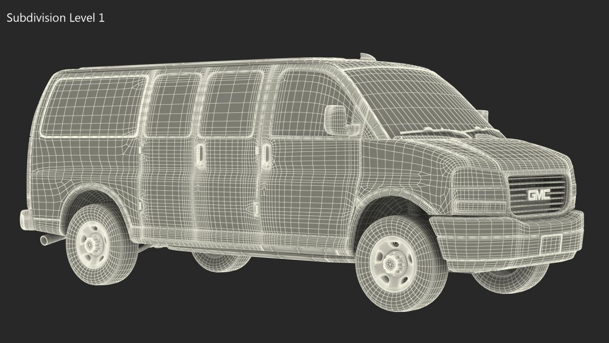 3D GMC Savana Van Grey Rigged