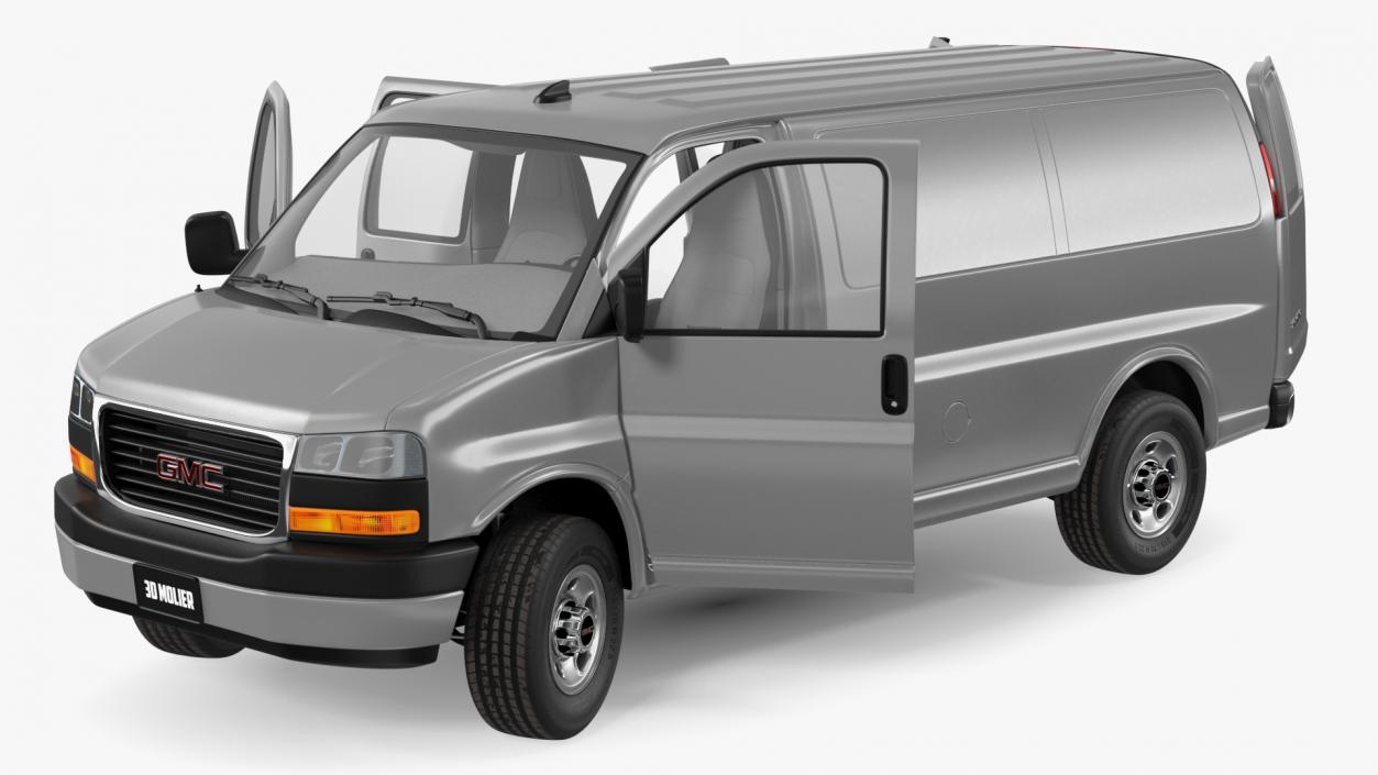 3D GMC Savana Van Grey Rigged