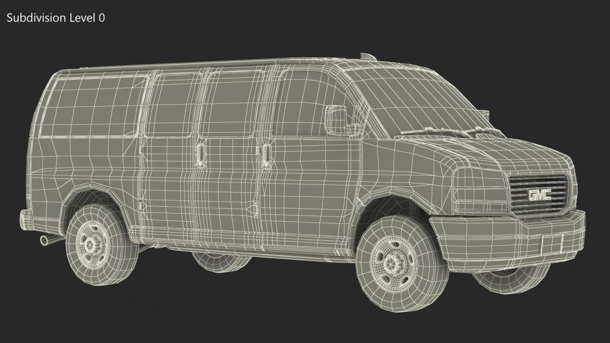 3D GMC Savana Van Grey Rigged