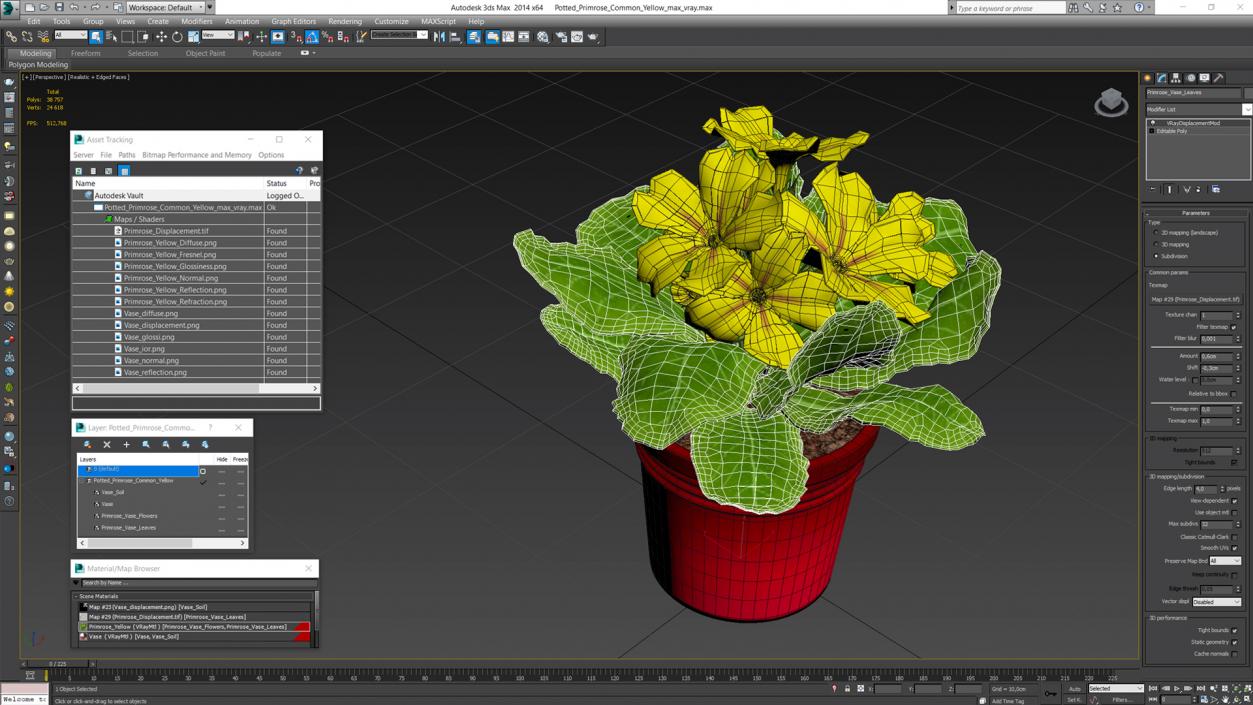 Potted Primrose Common Yellow 3D model