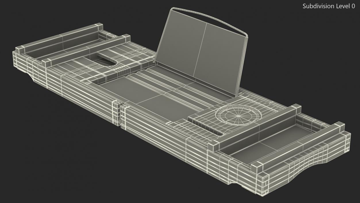 Bamboo Bathtub Tray 3D model