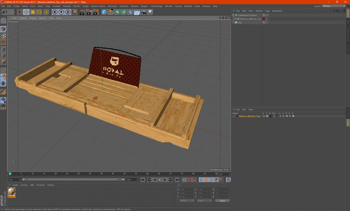 Bamboo Bathtub Tray 3D model