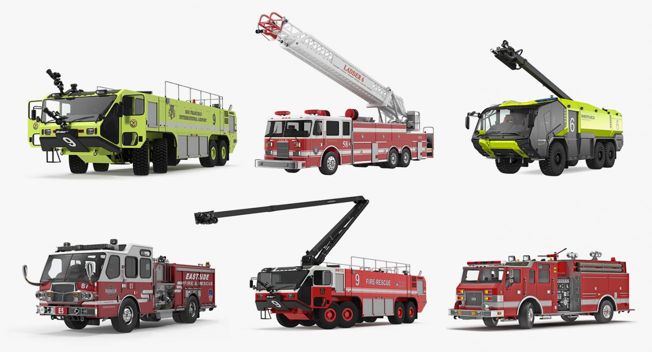 3D Rigged Fire Trucks Collection 5