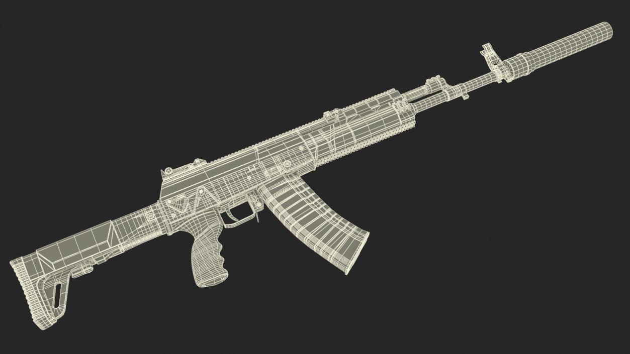 3D model Russian Assault Rifle AK-12 2011 with Silencer Old