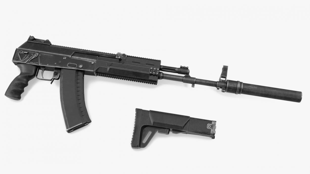 3D model Russian Assault Rifle AK-12 2011 with Silencer Old